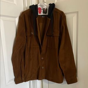 Men's Corduroy Brown Jacket with Hood